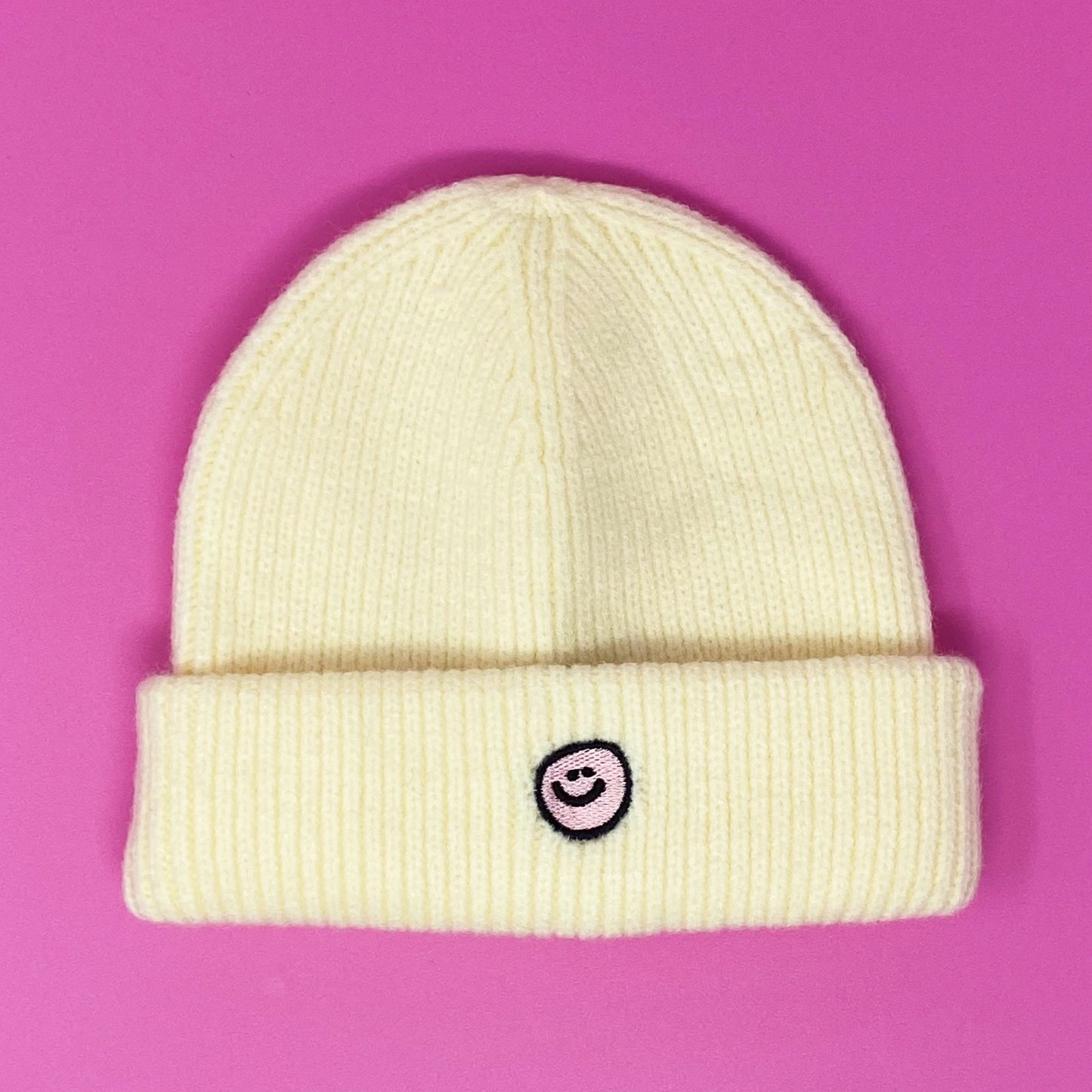 Simply Smiley White Beanie