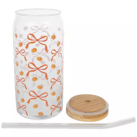 Fall Bow Glass Cup