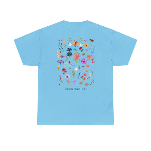 Floral Graphic Unisex Heavy Cotton Tee - "Stay Wild, Flower Child!"