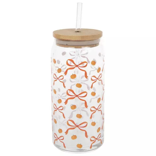 Fall Bow Glass Cup