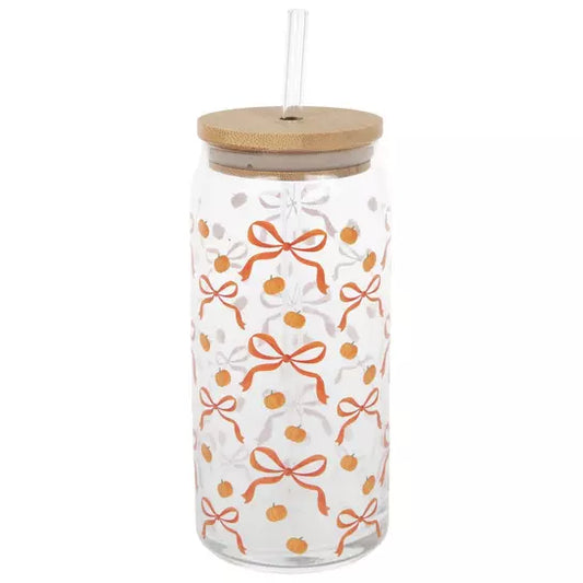Fall Bow Glass Cup